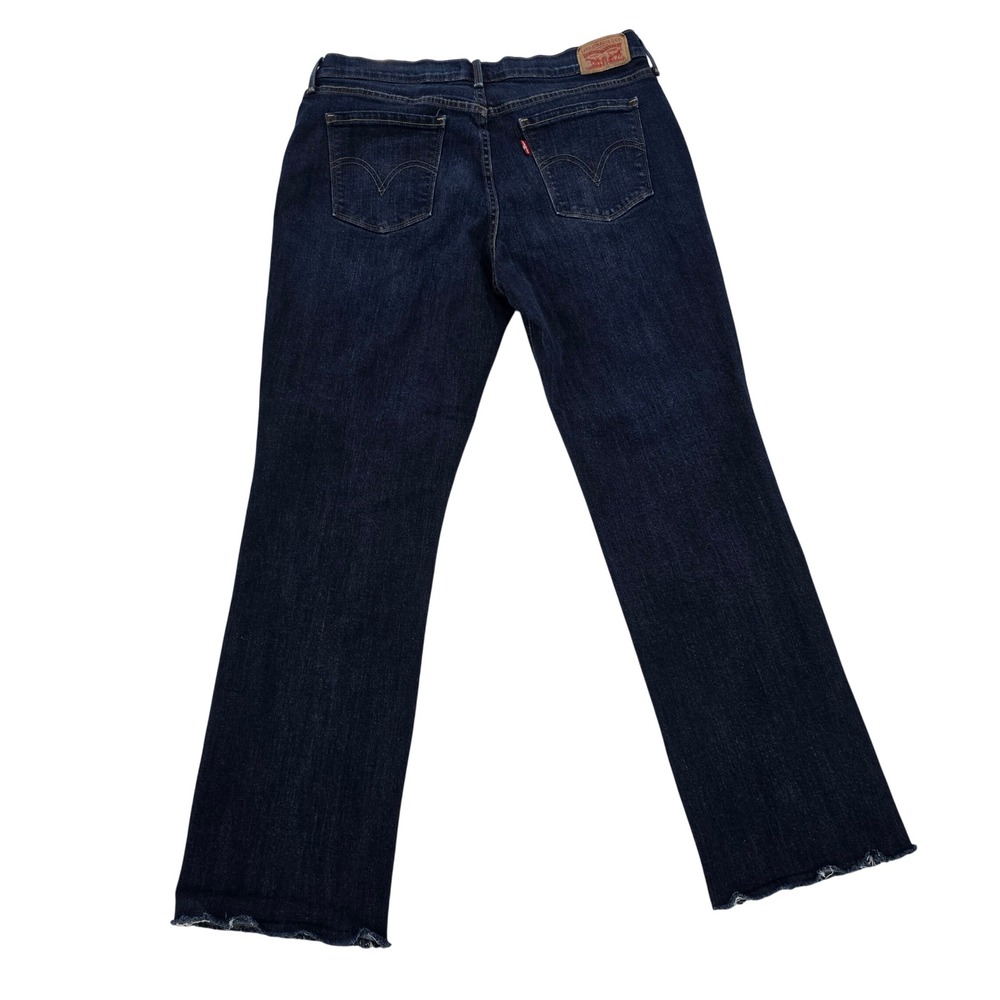 Levis 505 Straight Leg Jeans Dark Wash Raw Hem Denim Womens Size 12 - Picture 6 of 8